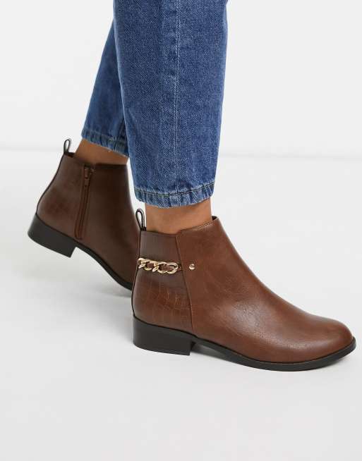 New Look Bottines avec cha ne l arri re Marron