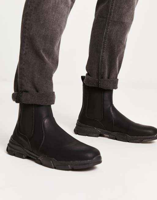 New Look - Bottines chelsea à semelle chunky avec languette à l'arrière - Noir, 2 de 4