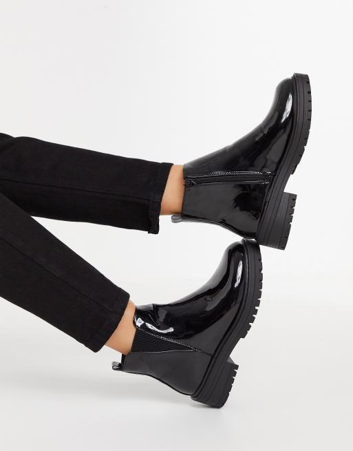 New Look Bottines Chelsea Chunky Vernis Noir Gabinetecivil Al