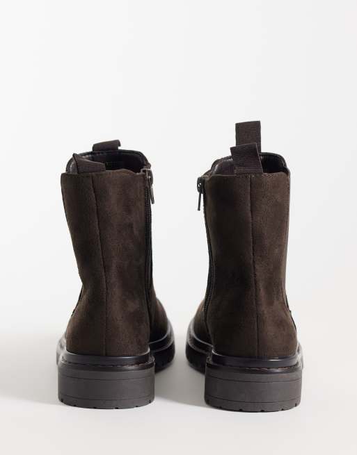 New Look bottines Chelsea épaisses en daim synthétique marron foncé, 3 de 5
