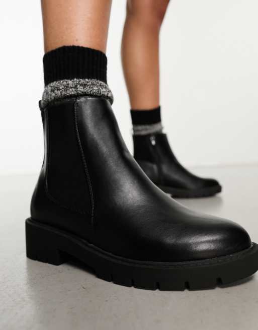 New Look Bottines Chelsea larges a surpiqures en similicuir Noir ClassicfuncenterShops