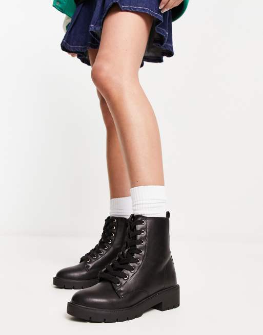 New Look Bottines chunky lacets Noir