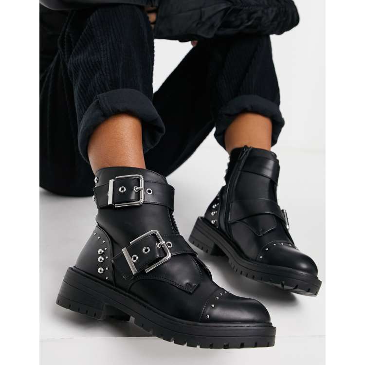 Bottines noires outlet plates cloutées