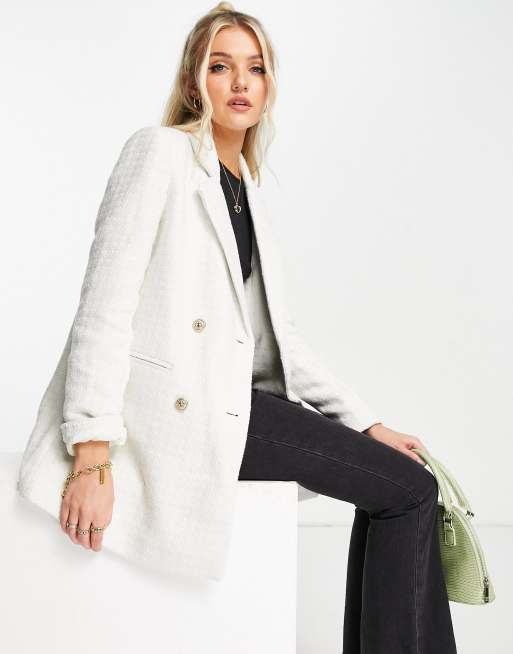 Cream boucle blazer sale