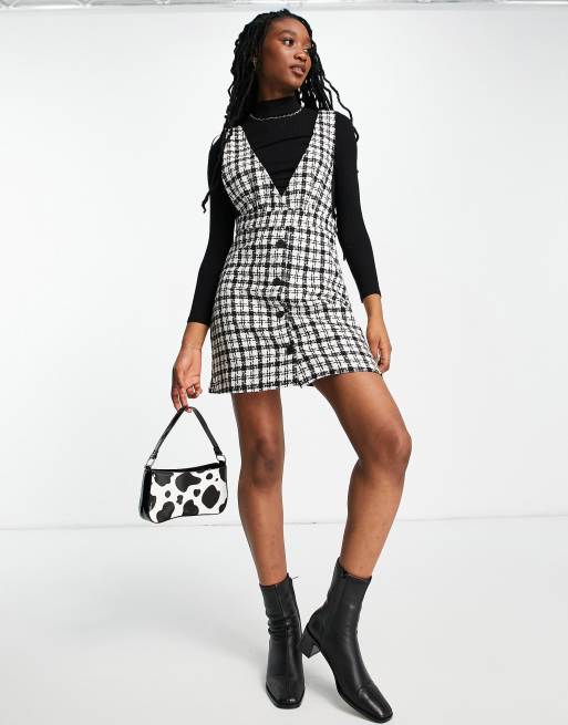 New look checked pinafore on sale dress