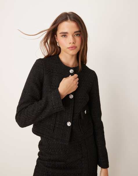 New Look boucle cropped jacket in black (part of a set) - view 1