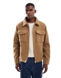 [New Look] New Look boucle jacket in brown S 24-Mid Brown