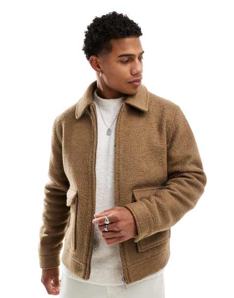New Look boucle jacket in camel - view 1