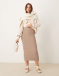 [New Look] New Look boucle midi skirt in mink-Neutral M BEIGE
