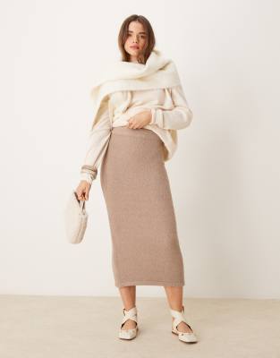 New Look - Bouclé-Midirock in Nerzbraun-Neutral