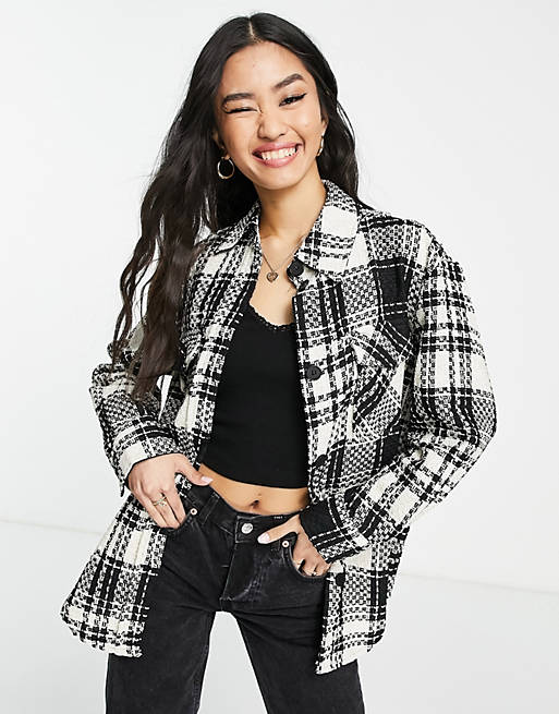 Tops Shirts & Blouses/New Look boucle overshirt in black and white check 