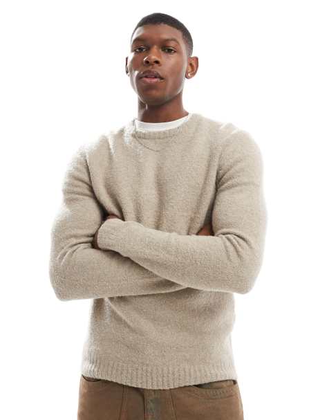 New Look - Bouclé trui in stone - view 1