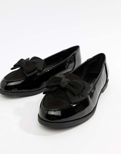 new look black patent loafers