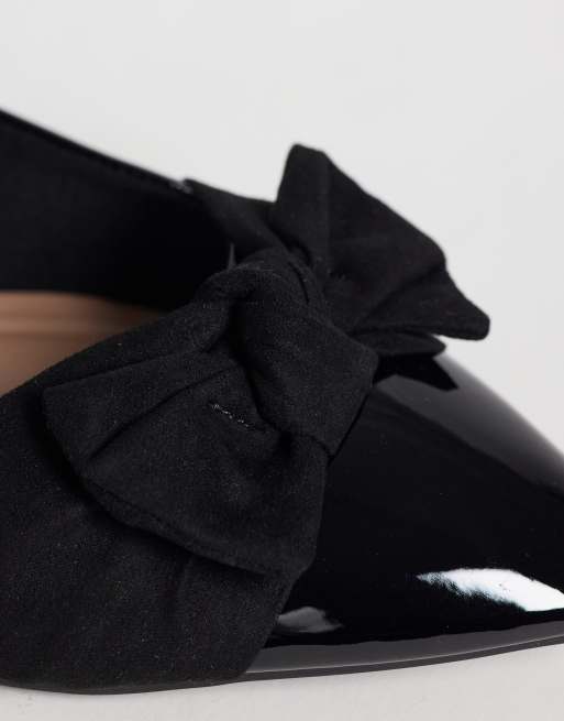 New Look bow pointed ballet flat in black, 3 of 4