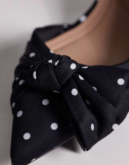 New Look bow slingback heeled shoes in black polka dot, 2 of 4