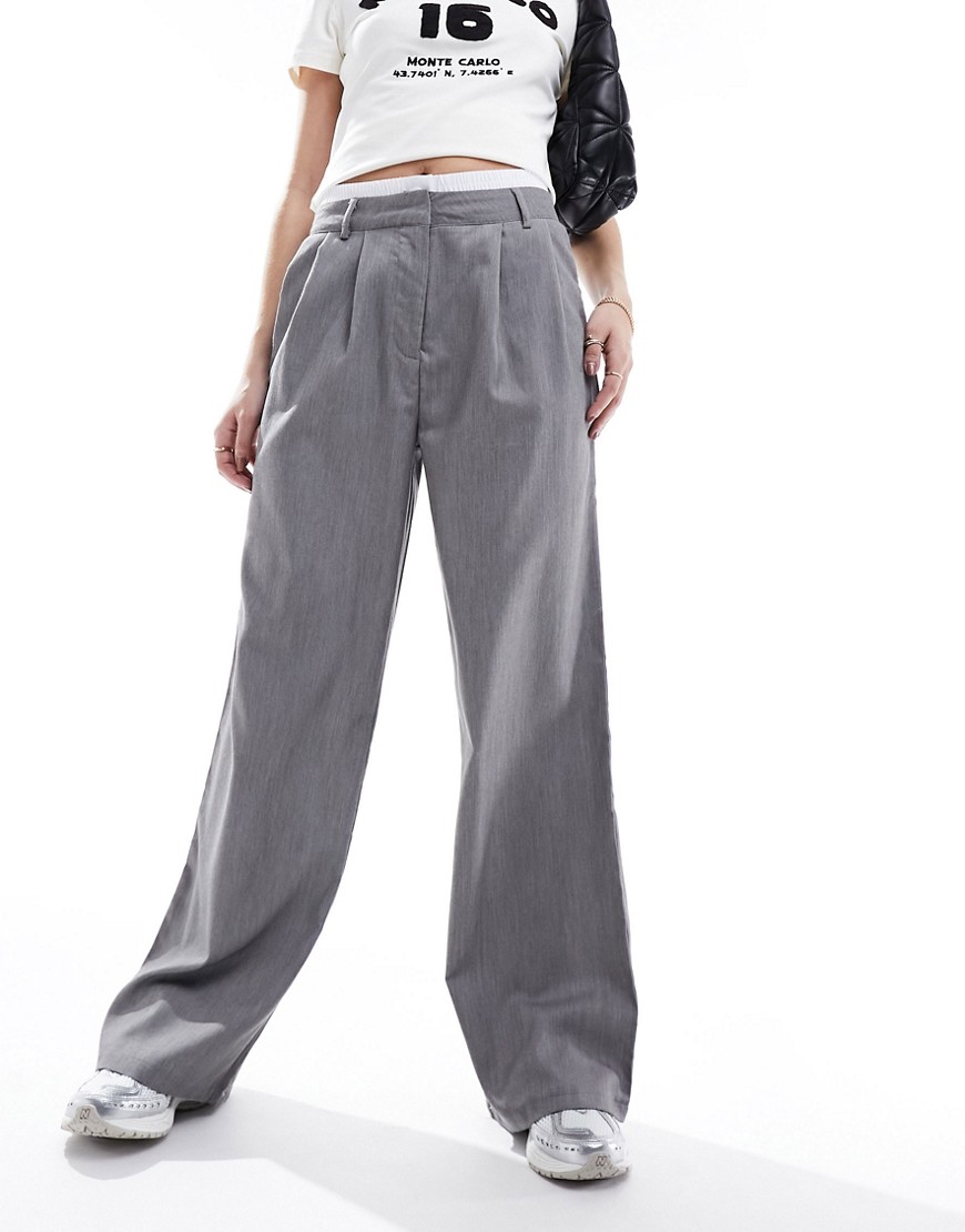 New Look boxer detail trousers in grey