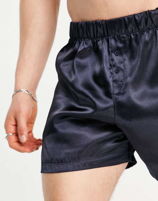 New Look - Boxer in raso blu navy, 3 di 4