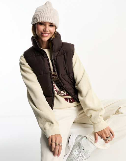 New Look - Boxy bodywarmer in donkerbruin