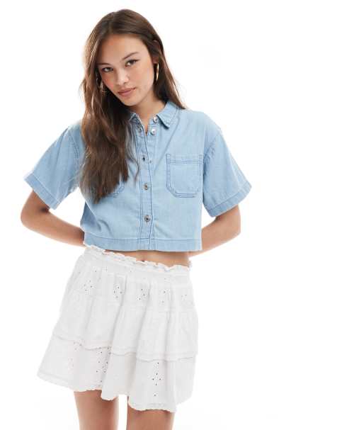 New Look - Boxy - Camicia di jeans squadrata azzurra - view 1