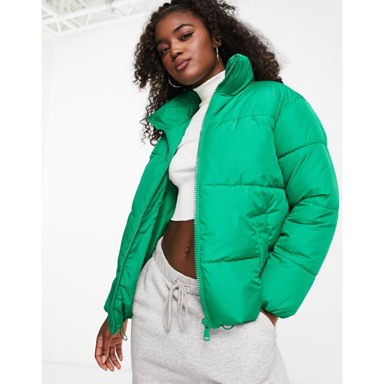 C&A Women's Quilted Polyester Puffer Coat Regular Fit, Green : :  Fashion