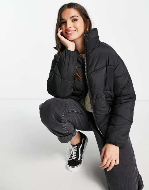 Black boxy store puffer jacket