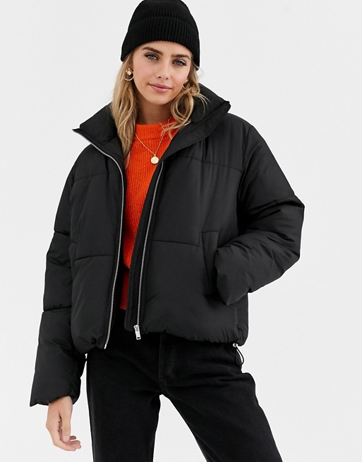 New Look boxy puffer jacket in black | ASOS