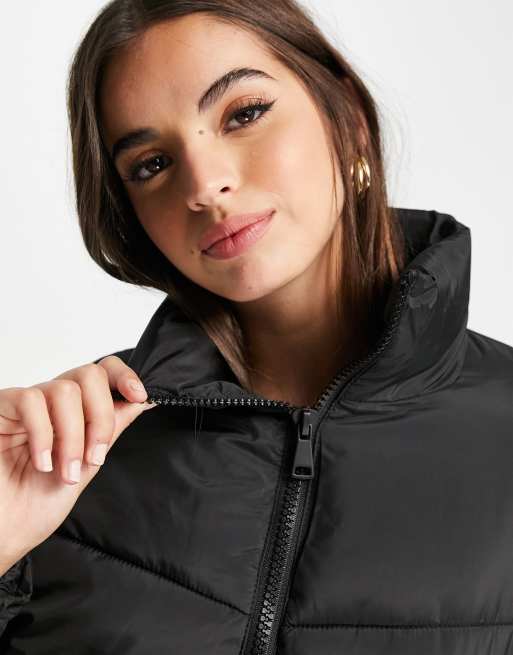 Women's - Hooded Boxy Puffer Jacket in Black