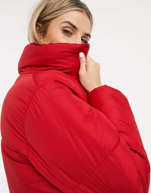 New look shop red puffer jacket