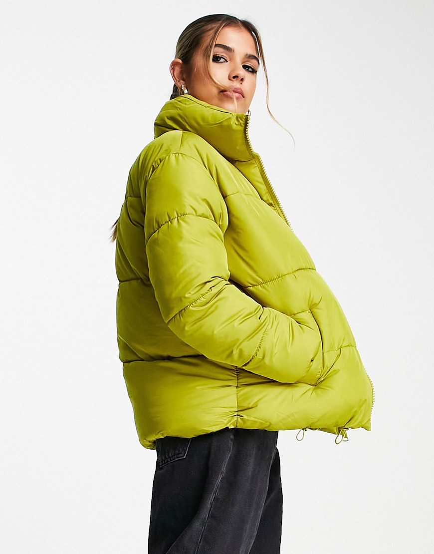 New Look boxy puffer jacket in chartreuse-Yellow