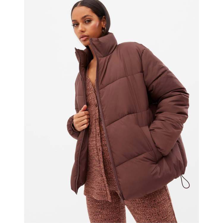 Boxy Puffer Jacket - Dark brown - Ladies