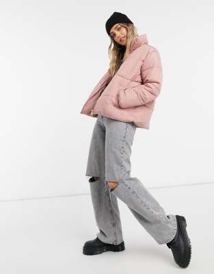 light pink puffer coat