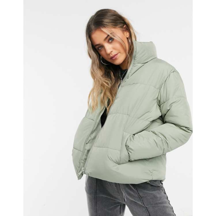 Sage Short Oversized Hooded Puffer Jacket, Womens Jackets