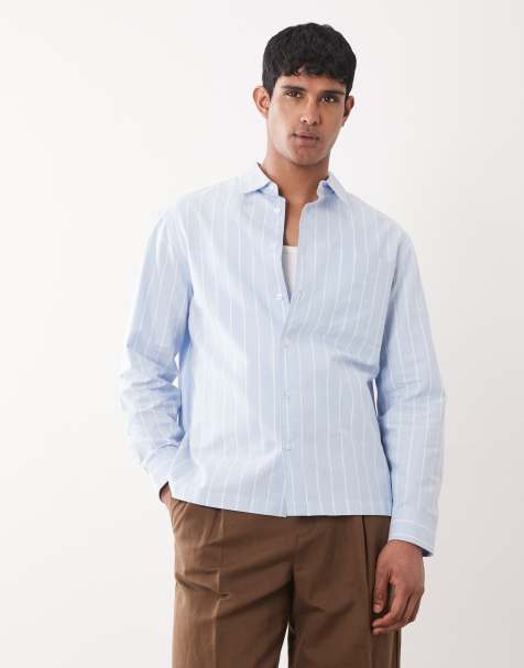 New Look boxy striped shirt in light blue stripe - view 1