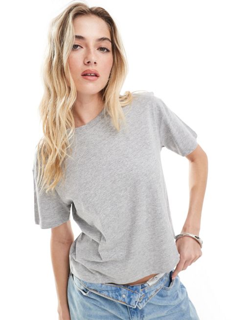 New Look - Boxy T-shirt in gemêleerd grijs 