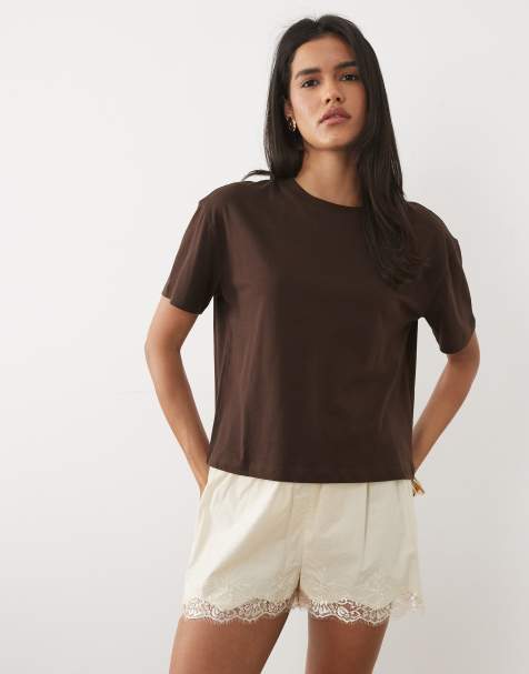 New Look boxy tee in dark brown - view 1
