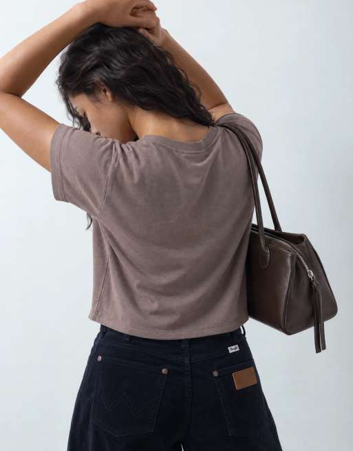 New Look boxy tee in light brown mocha, 6 of 9