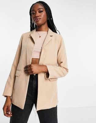 New Look Boyfriend Blazer In Camel-pink