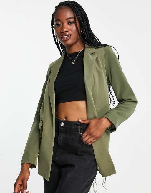 Khaki boyfriend blazer best sale