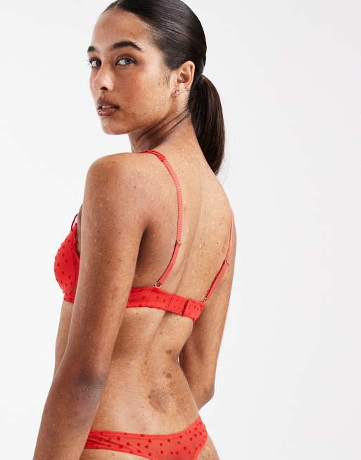 New Look - Brassière à cœurs floqués - Rouge, 3 de 4
