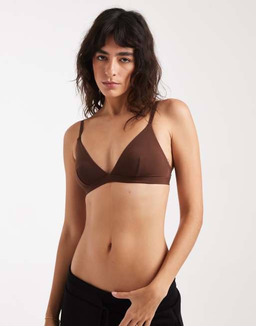 New Look - Brassière a triangolo non imbottita marrone, 2 di 4