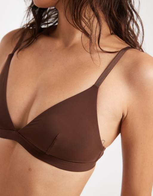New Look - Brassière a triangolo non imbottita marrone, 3 di 4