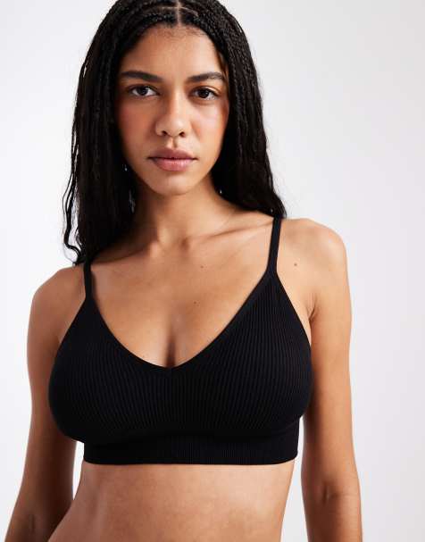 New Look - Brassière sans coutures à encolure dégagée - Noir - view 1