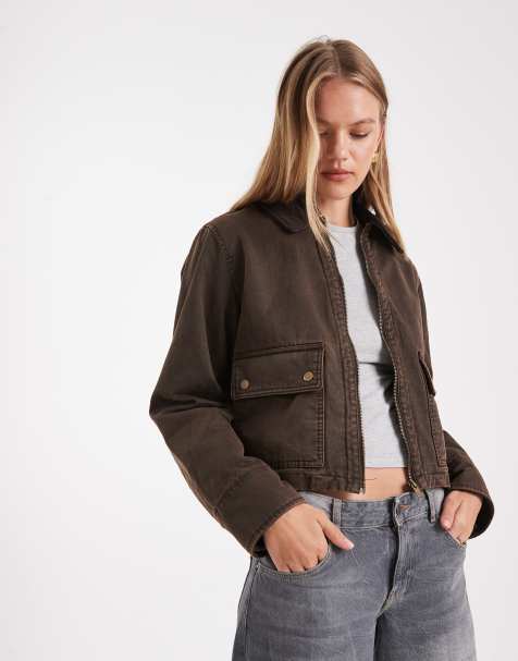 New Look waxed barn jacket in brown