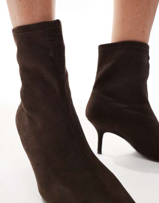 New Look – Brązowe botki z elastyczną cholewką na szpilce, 3 z 4