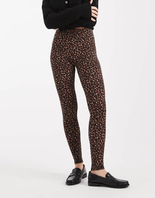 New Look – Brązowe legginsy w panterkę z wysokim stanem, 5 z 5