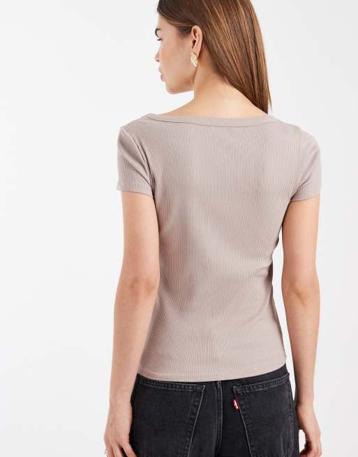 New Look – Brązowoszare body z kwadratowym dekoltem, 4 z 4