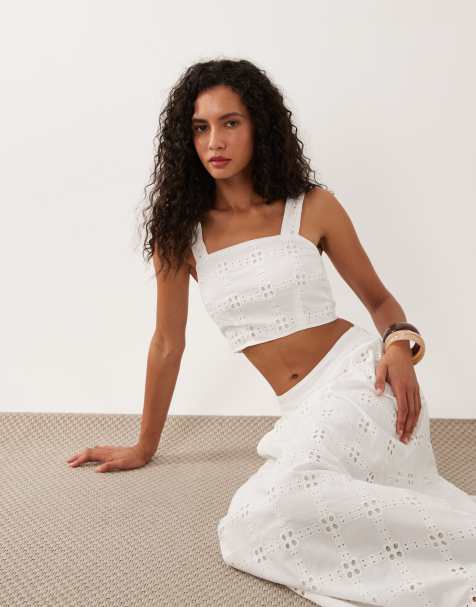 New Look broderie anglaise cami top in white (part of a set) - view 1
