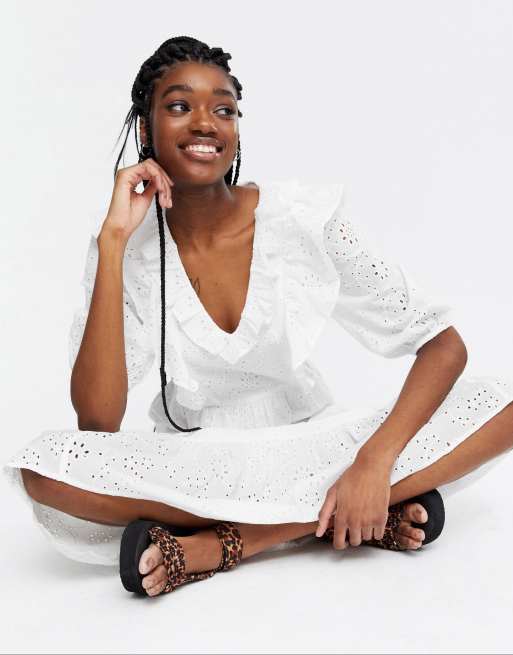 Asos white broderie outlet anglaise dress