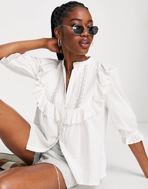 New Look broderie shirt in white | ASOS