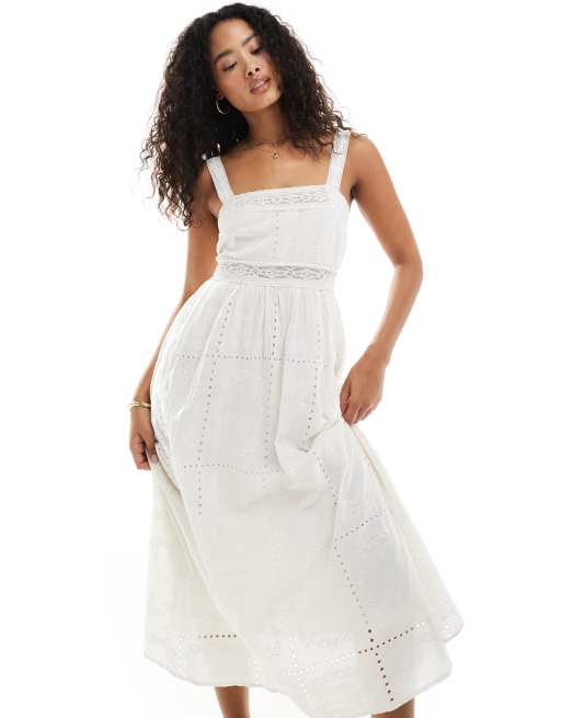New Look broderie strappy midi dress in cream, 2 of 4